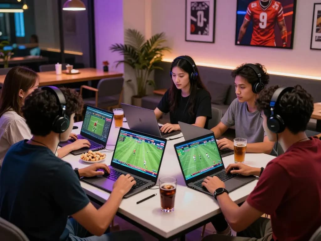 Exciting Judi Bola betting scene with players engaging in live football wagers.