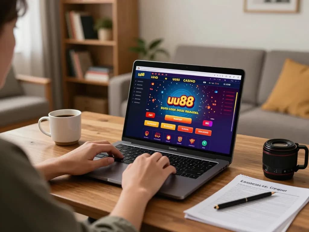 Engaging gameplay on uu88 platform showcased in a cozy home gambling setup.
