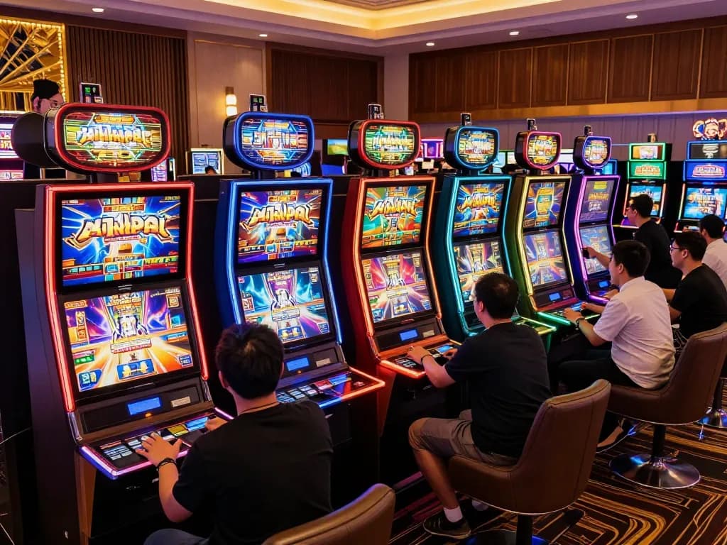 Players enjoying vibrant slot machines and dynamic gaming experience at sunwin casino.