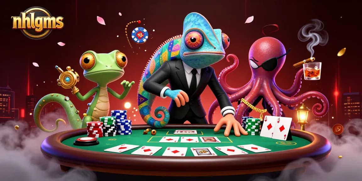 Experience dynamic gaming action at nhlgms with colorful poker scenes full of detail.