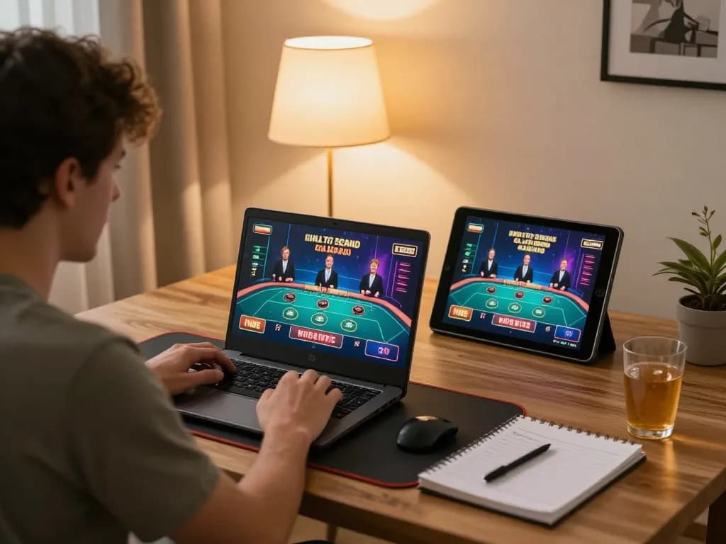 Online gaming experience highlighting a nhà cái uy tín with a user engaged in safe betting strategy