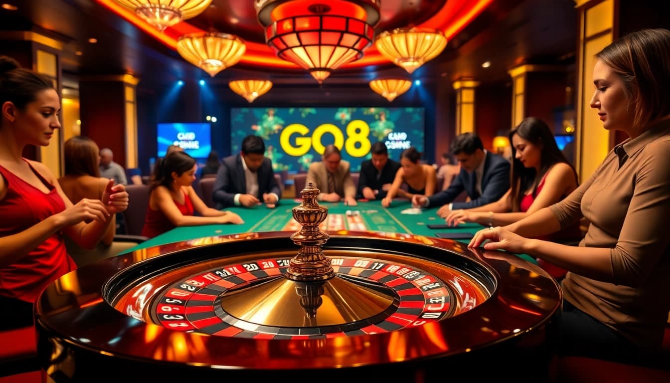 Players experience the excitement of gambling at the GO8 casino, focusing on poker and roulette.