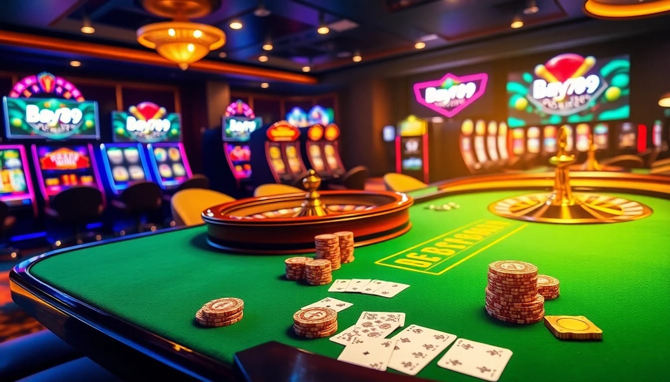 Experience the thrill of winning at Bay789's vibrant gaming tables and slot machines.