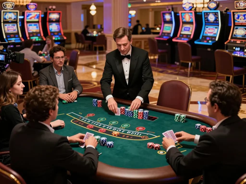 winstrike69 blackjack players engaged in high-stakes gameplay at a luxurious casino table