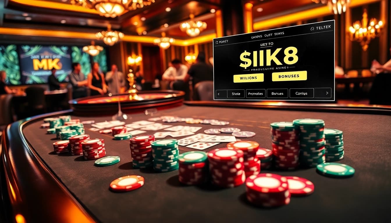 Experience the thrill of MK8 with a luxurious poker table and exciting casino ambiance.