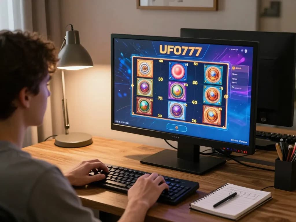Experience thrilling gameplay on UFO777's slots with a cozy online setup and strategic focus