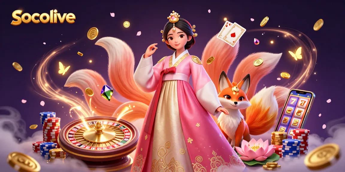 Socolive watching experience with dynamic playing cards, lucky fox, and vivid gold graphics