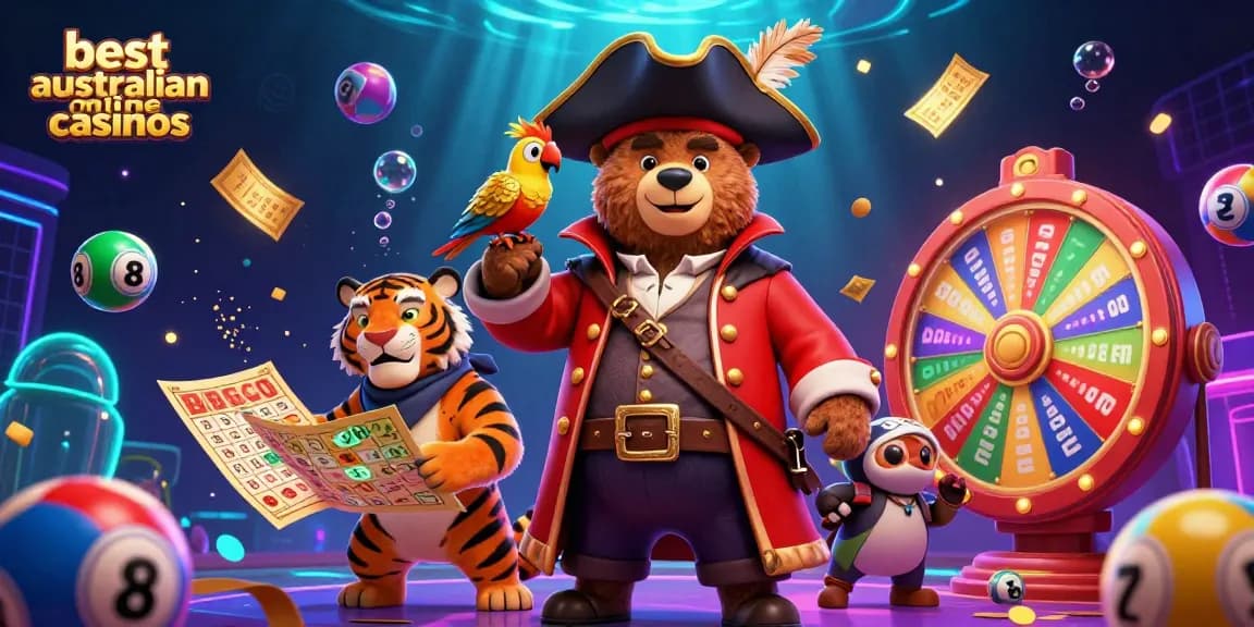 Experience the thrill of the best australian online casinos with our vibrant 3D illustration featuring exciting game elements.