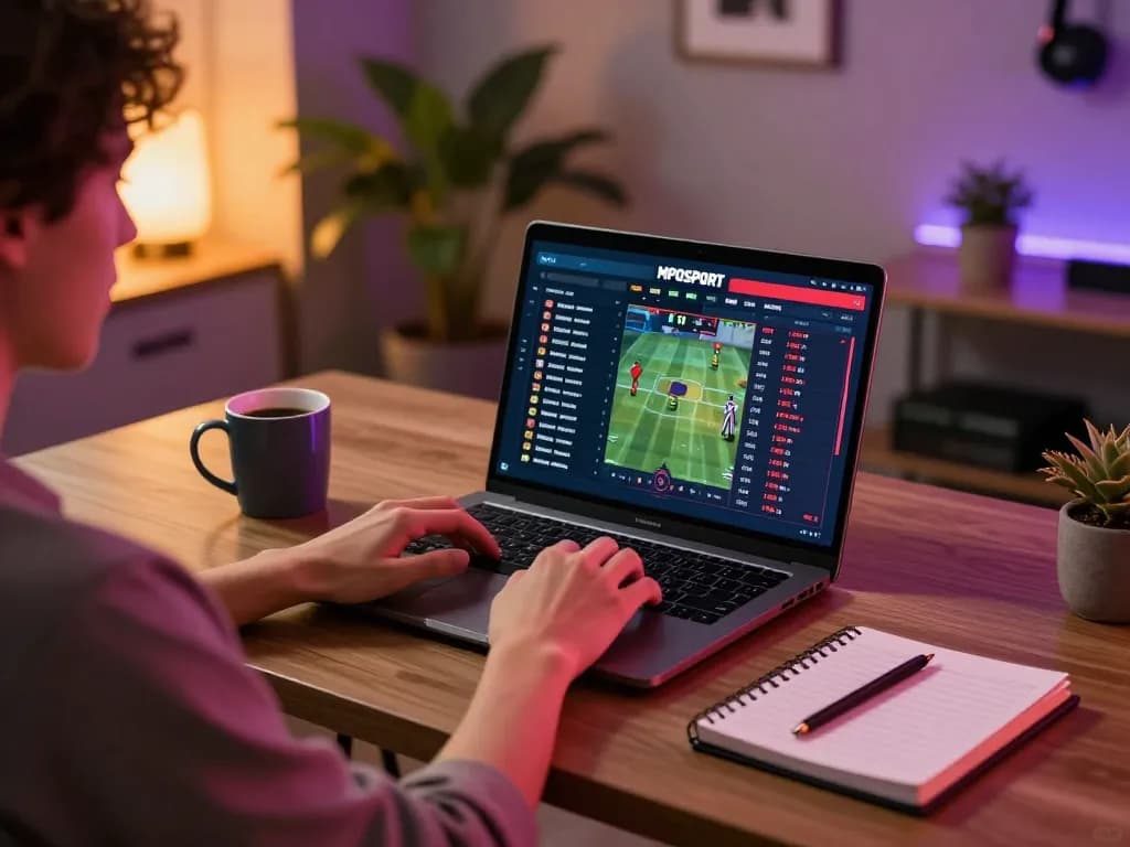 Engaging online gaming experience at MPOSPORT with sportsbook odds displayed on a laptop.