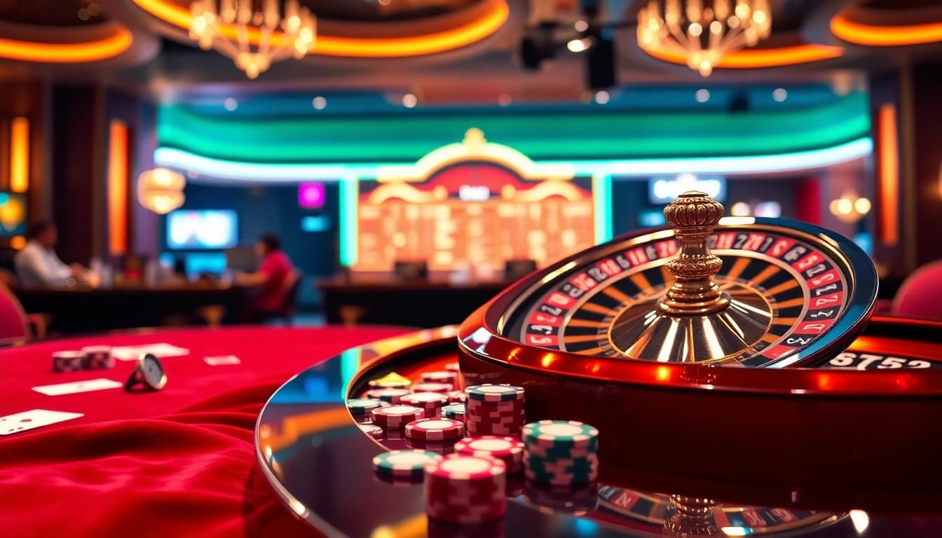 Experience thrilling gameplay at jun88 trang chủ with vibrant casino tables and luxurious ambiance.