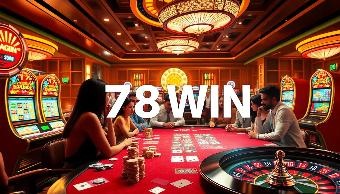Experience the excitement of gambling at 78WIN casino with vibrant tables and lively players.