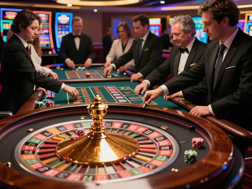 Watch players placing bets at the roulette table in the lively KKWIN. com casino atmosphere.