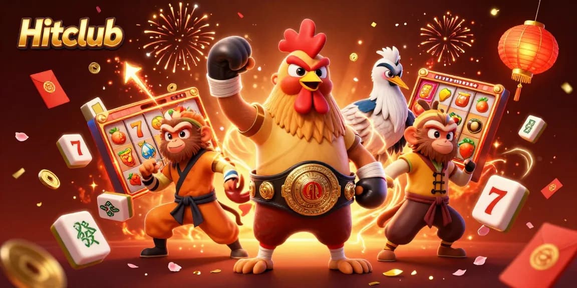 Hitclub offers exciting slot games with a dynamic scene of 3D characters and vibrant casino elements.