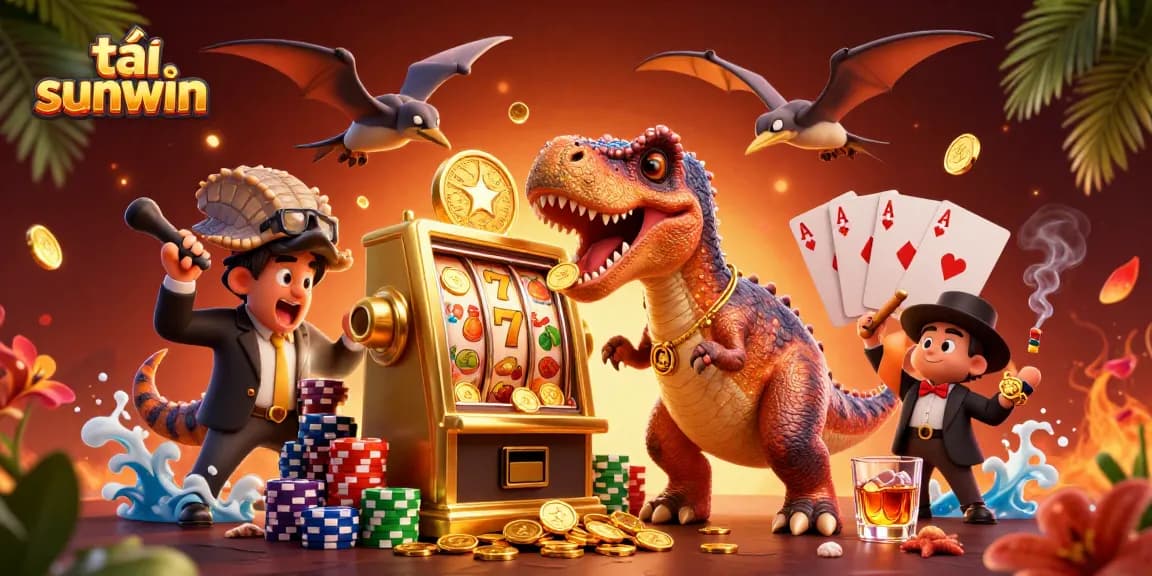Engage in the fun of tải sunwin as a pachycephalosaurus wins jackpots, coins flying everywhere.