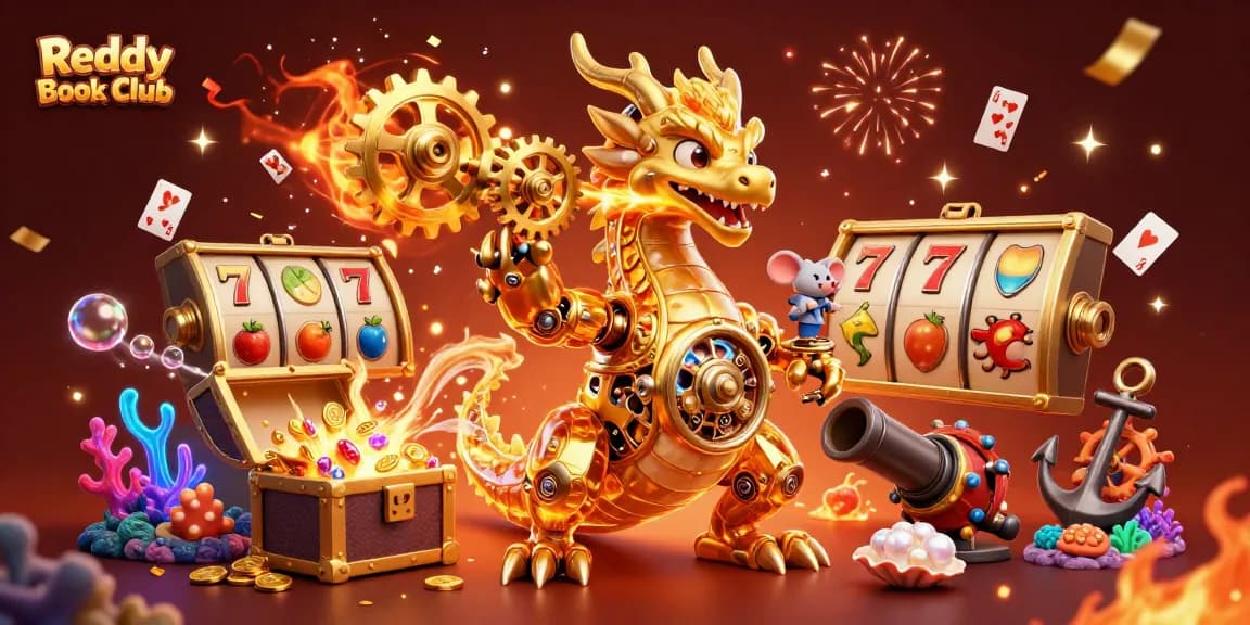 Engage in thrilling bets with Reddy Book Club's vibrant slot machines and colorful gems.