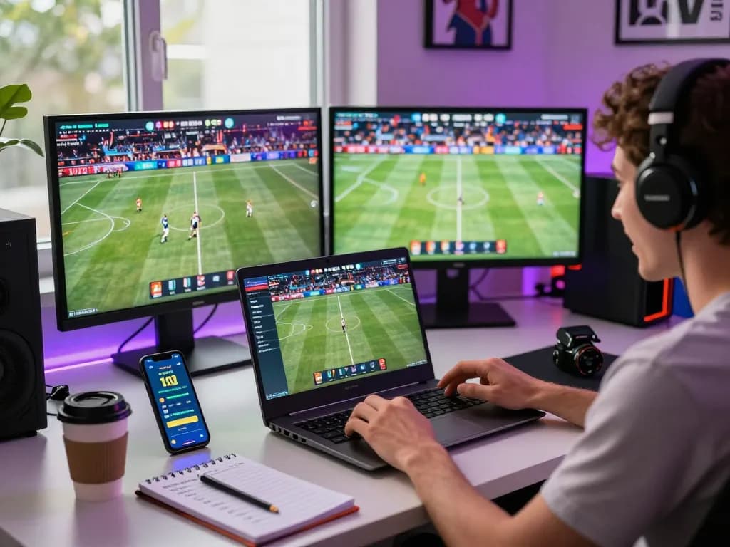 Engaged player using TV88 nhà cái uy tín platform for online sports betting in an exciting and modern environment.
