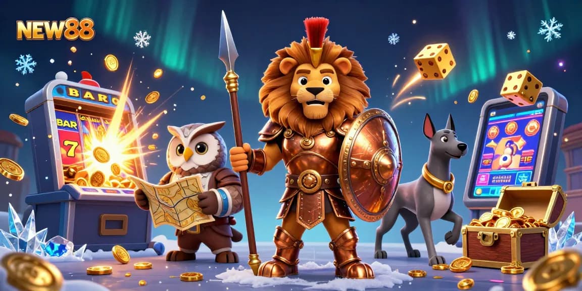 Experience thrilling gameplay at NEW88 with vibrant 3D slot machines bursting with coins and excitement.
