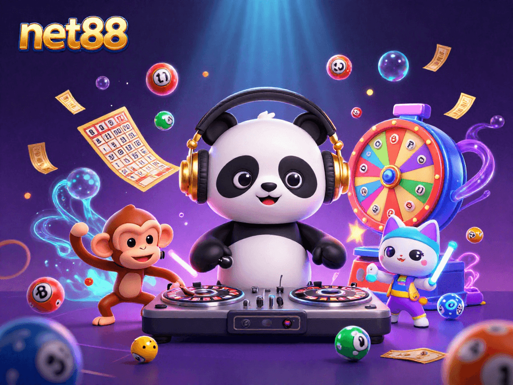Experience thrilling gaming at net88 with vibrant characters and dynamic elements in a lively casino scene.