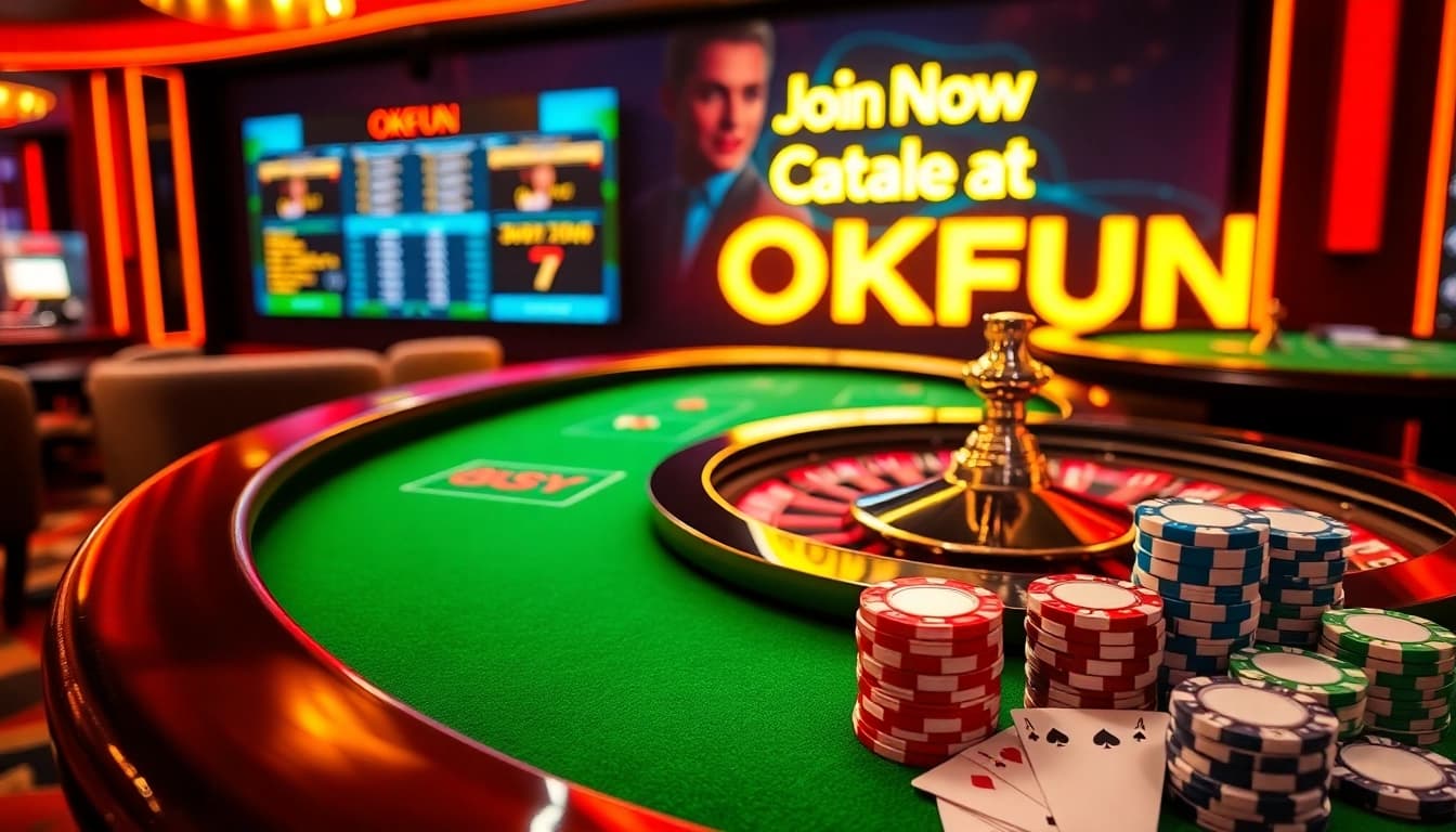 Experience the thrill of online gambling at OKFUN with vibrant casino games and engaging visuals.