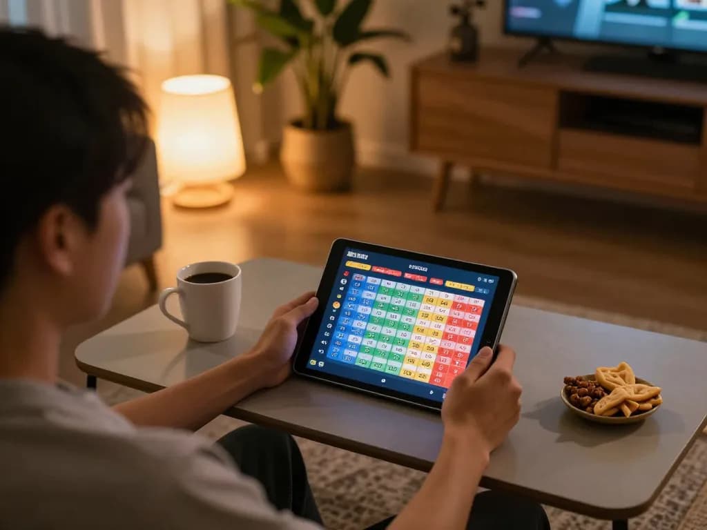 Engaging in togel online with a player focused on live betting at a cozy home setup
