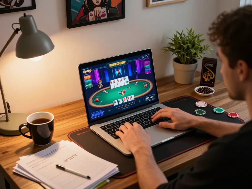 MPO08 online gaming interface displayed on laptop during a strategic gaming session