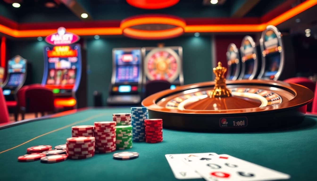 Exciting casino gameplay at https://rr88.bar/, showcasing poker chips and roulette wheel.