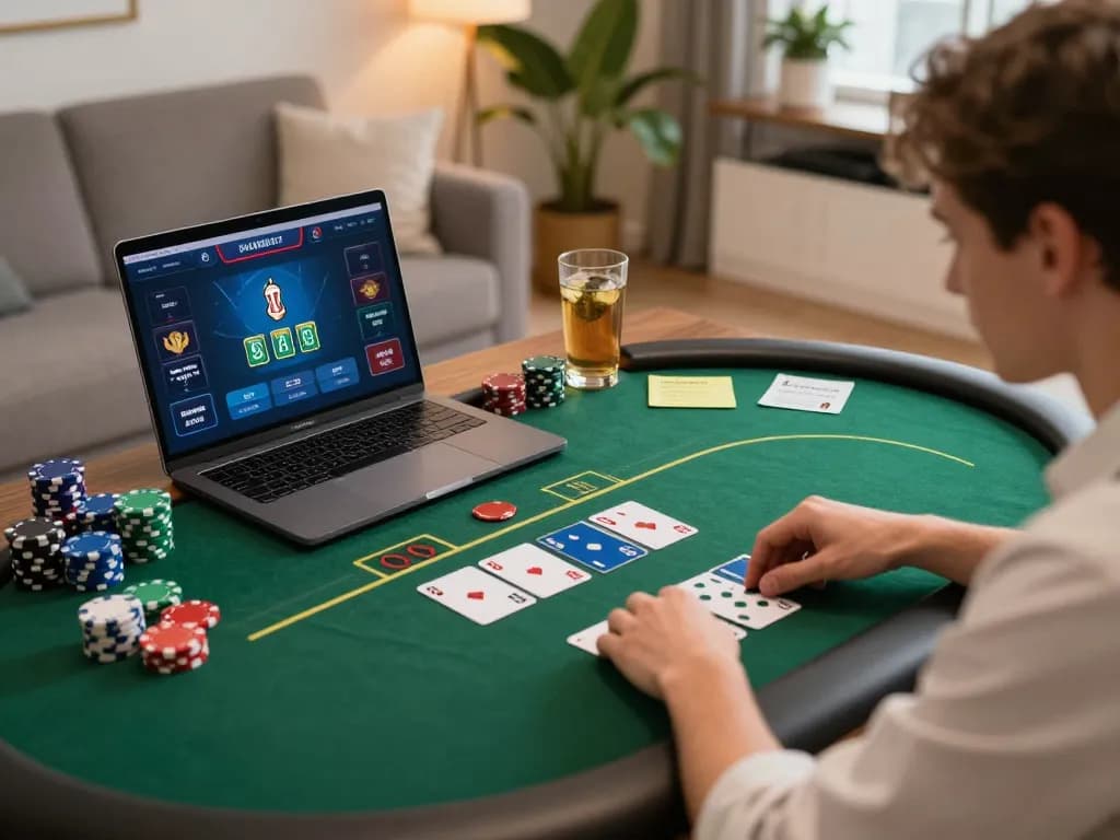 Player enjoying a dynamic poker game at home on TG88, engaging in strategic betting.