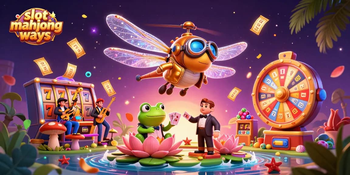 Experience the excitement of slot mahjong ways with vibrant visuals of dragons, croupiers, and colorful lottery elements.