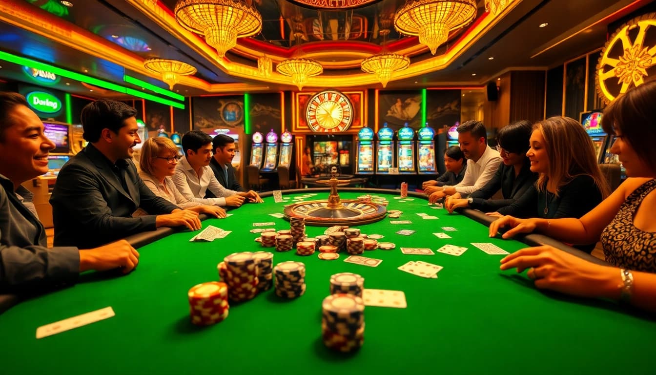 Experience high-stakes excitement at 79king.credit's luxurious casino scene with poker, roulette, and slot machines.