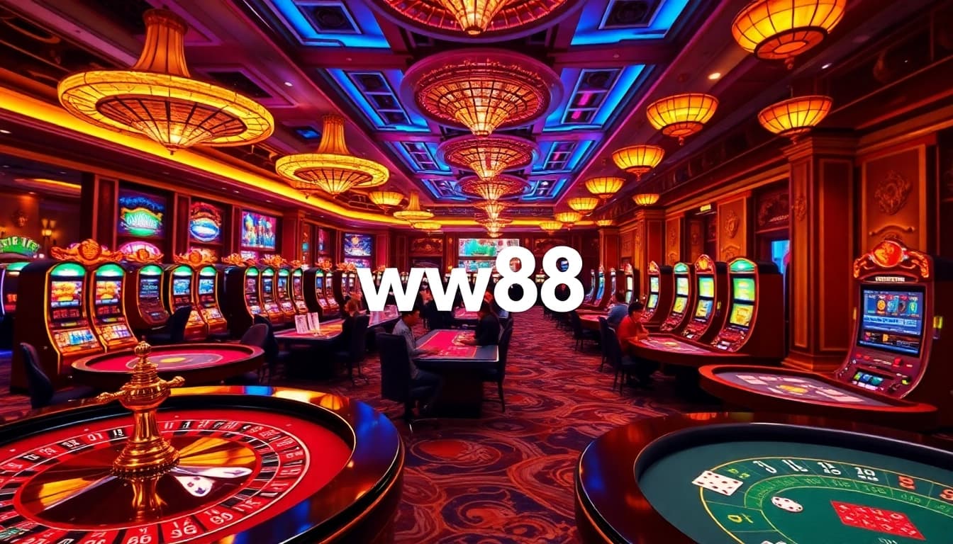 Experience thrilling online gambling at ww88 with vibrant casino tables and colorful games.