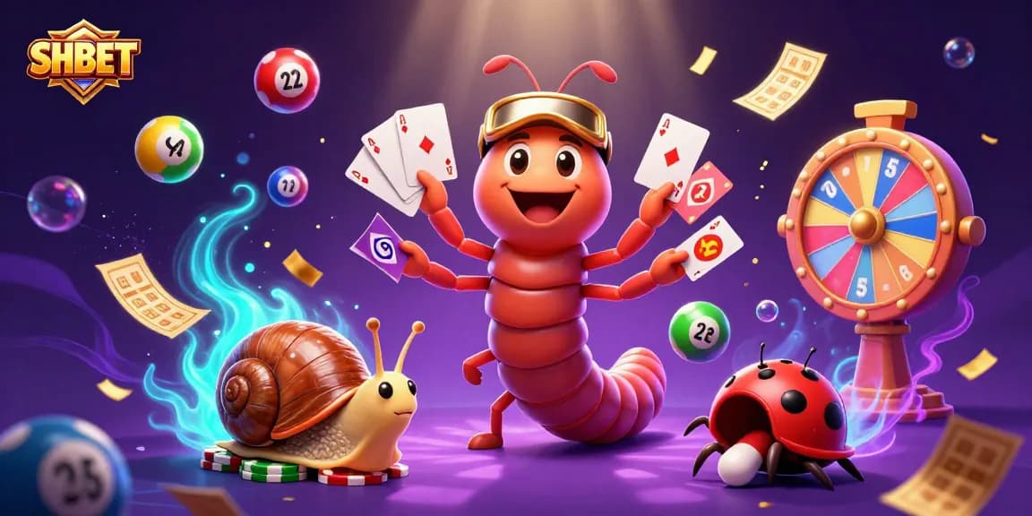 Engage in excitement and rewards with SHBET's dynamic lottery games and colorful characters.