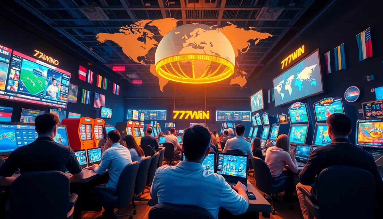 77win online gaming environment with vibrant players engaged in betting activities