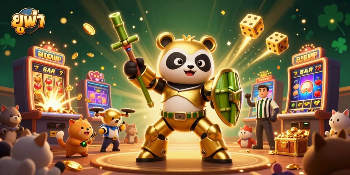 Experience thrilling gameplay with ยูฟ่า in a vibrant 3D casino scene filled with dynamic jackpot elements.