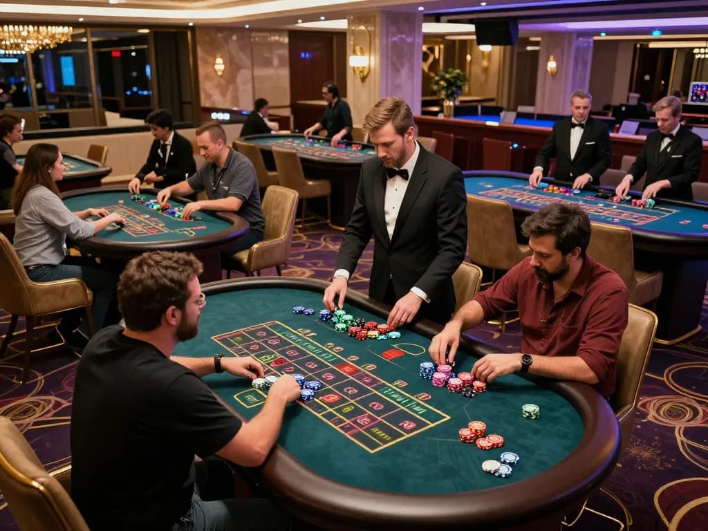 Players enjoying a thrilling roulette experience at OKKING casino, engaging in strategic bets and vibrant gameplay.