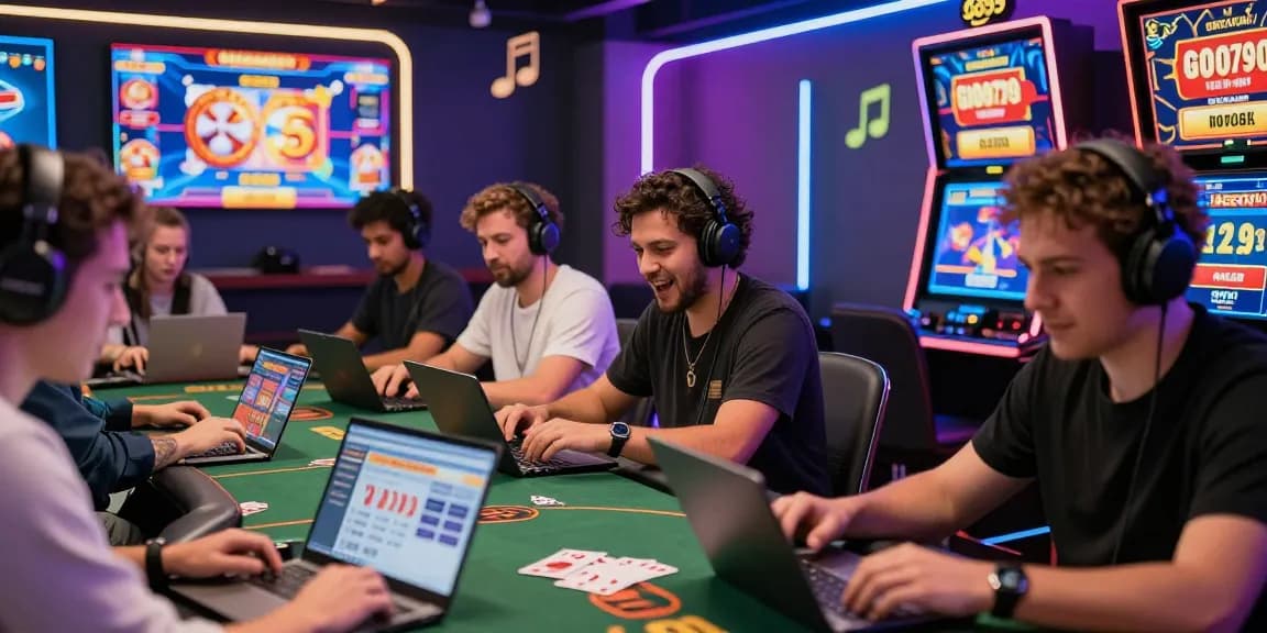 GO99 online gaming scene with diverse players enjoying poker and slots in a vibrant virtual environment, showcasing excitement and user-friendly interface.