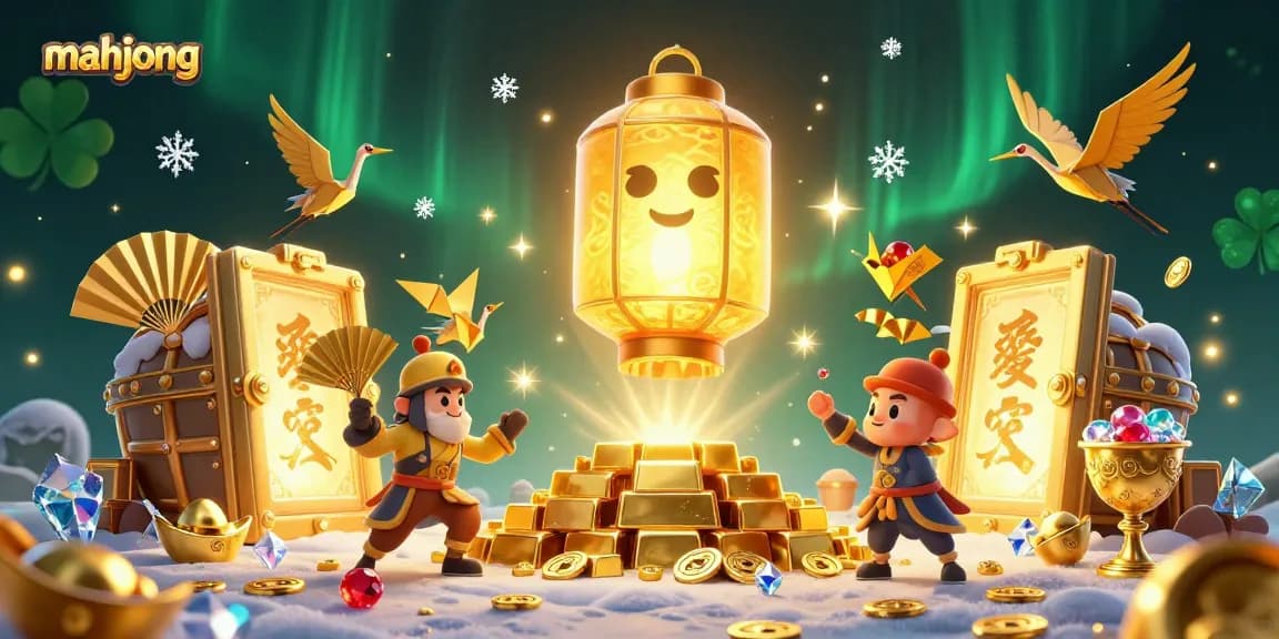 Engage in mahjong gameplay with vibrant 3D scenes filled with treasure and lucky symbols.
