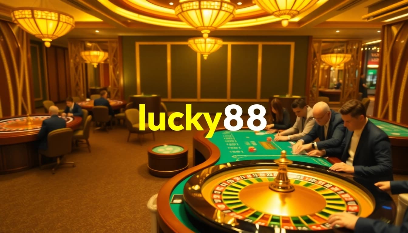 High-stakes gaming at lucky88 casino with vibrant tables and engaging players.