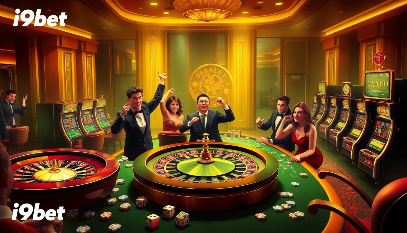Players experiencing excitement at i9bet casino games, showcasing roulette, slots, and more.