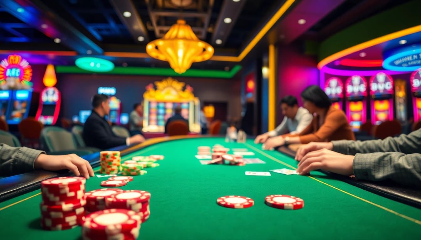 Engage in the thrilling world of uvip gaming at a vibrant casino table.