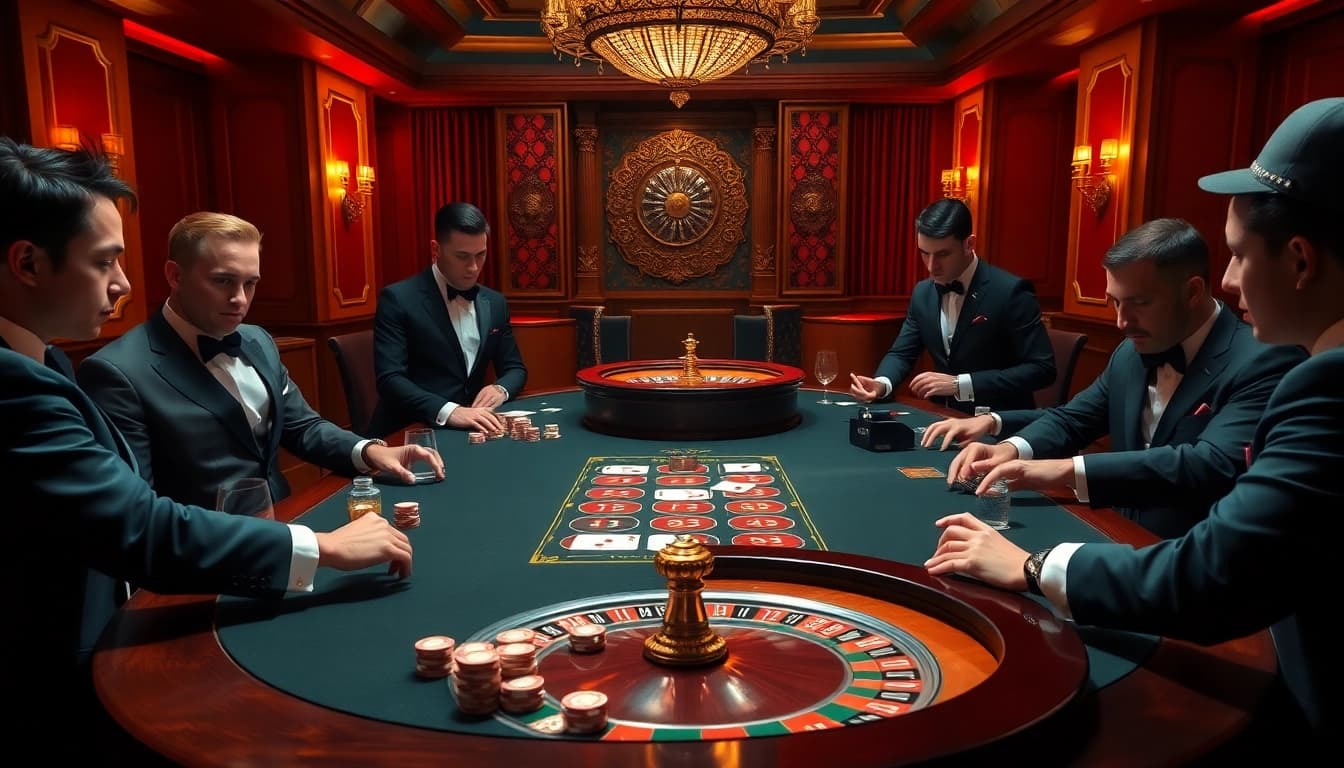 The Hidden Wiki reveals strategic gambling insights at a luxurious poker table.