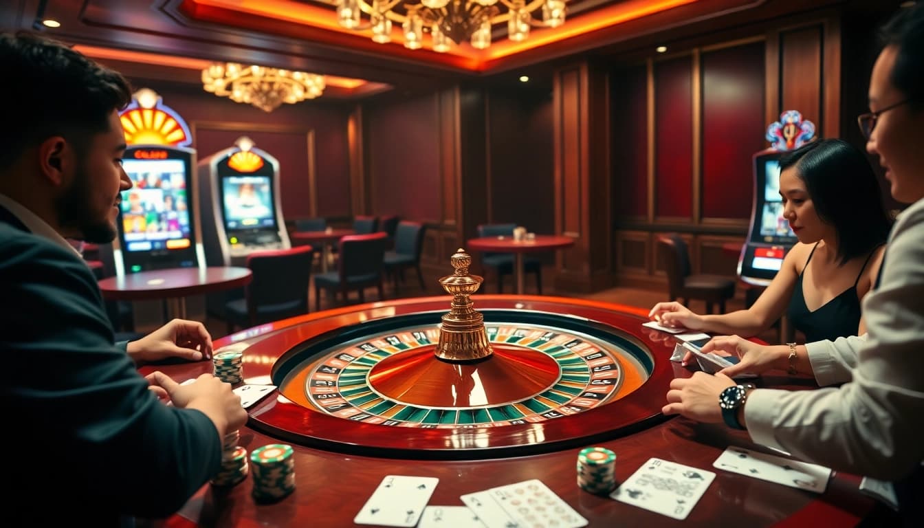 Experience the thrill of gambling at MN88 com with vibrant casino tables and exciting gaming elements.