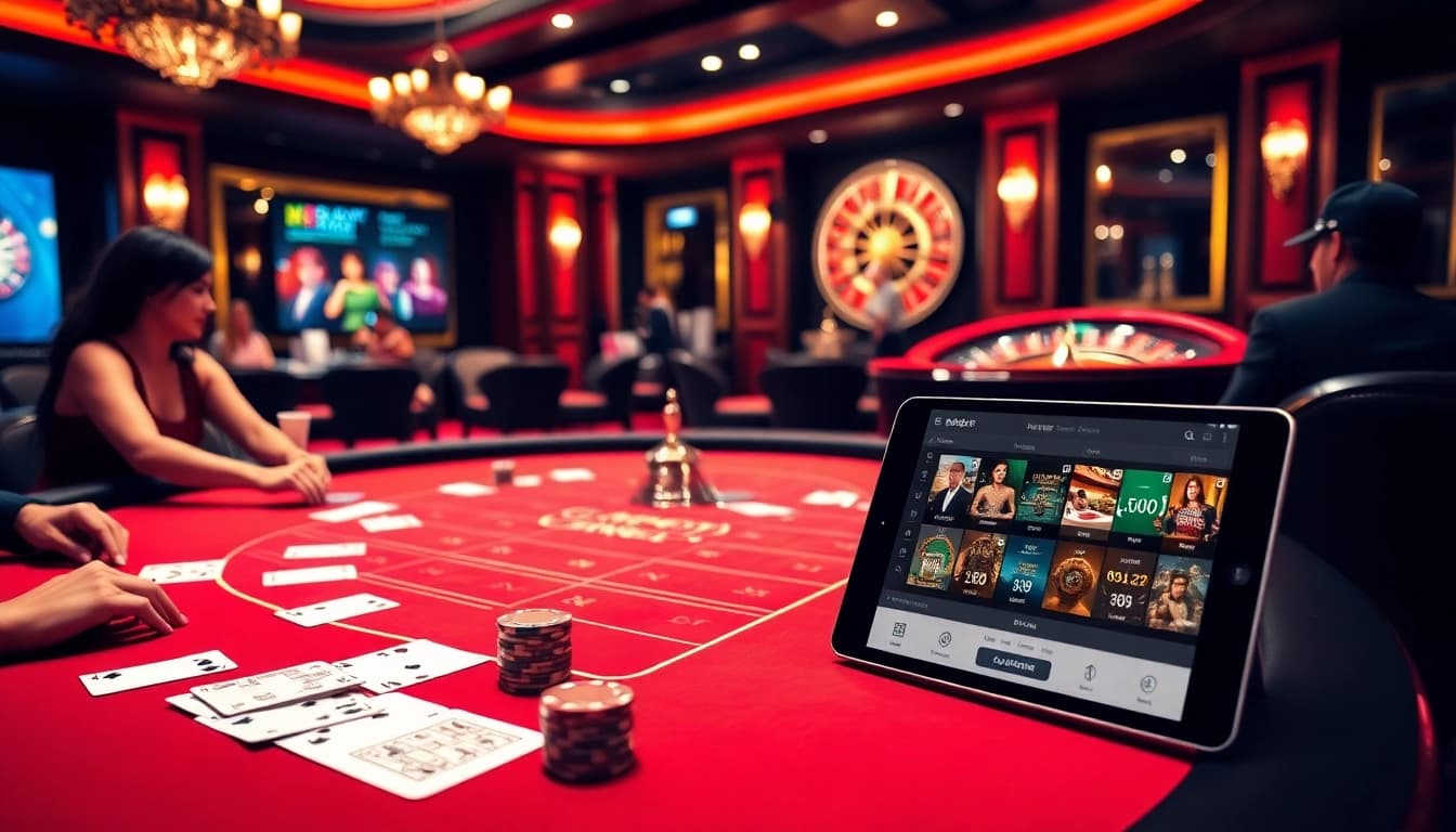 Experience thrilling gameplay at https://red88.hot/ with baccarat tables and slot machines in a luxurious casino setting.