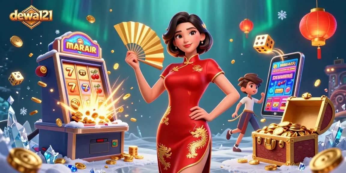 Rasakan sensasi menang dengan ilustrasi permainan slot DEWA121 yang hidup dan dinamis.