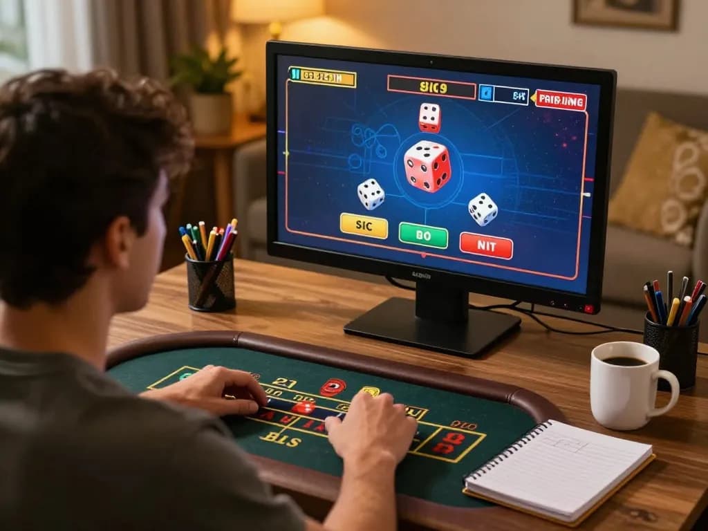 Player engages in Sicbo game at online casino, showcasing immersive gaming experience.