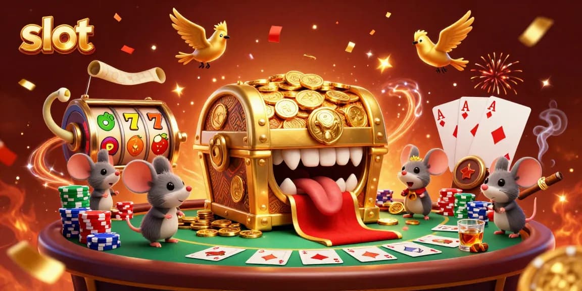 Menangkan slot dengan ilustrasi karakter dan elemen kasino yang menarik, menggambarkan kekayaan dan keseruan.