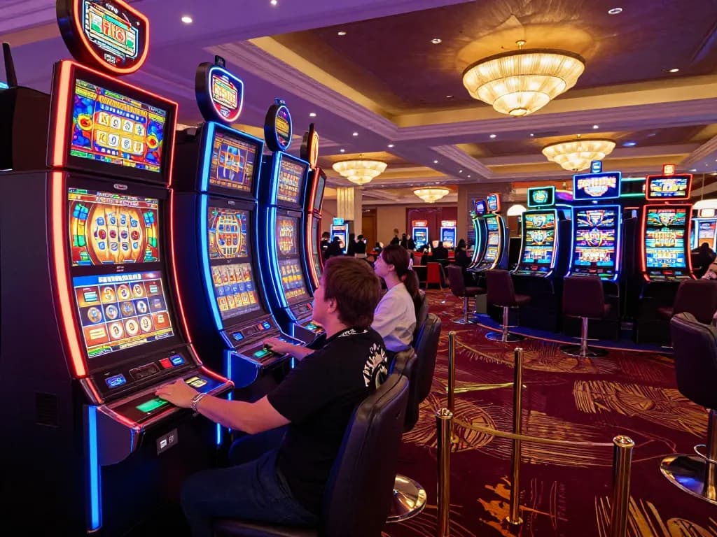 Players enjoying thrilling slots at 888new casino with vibrant machines.