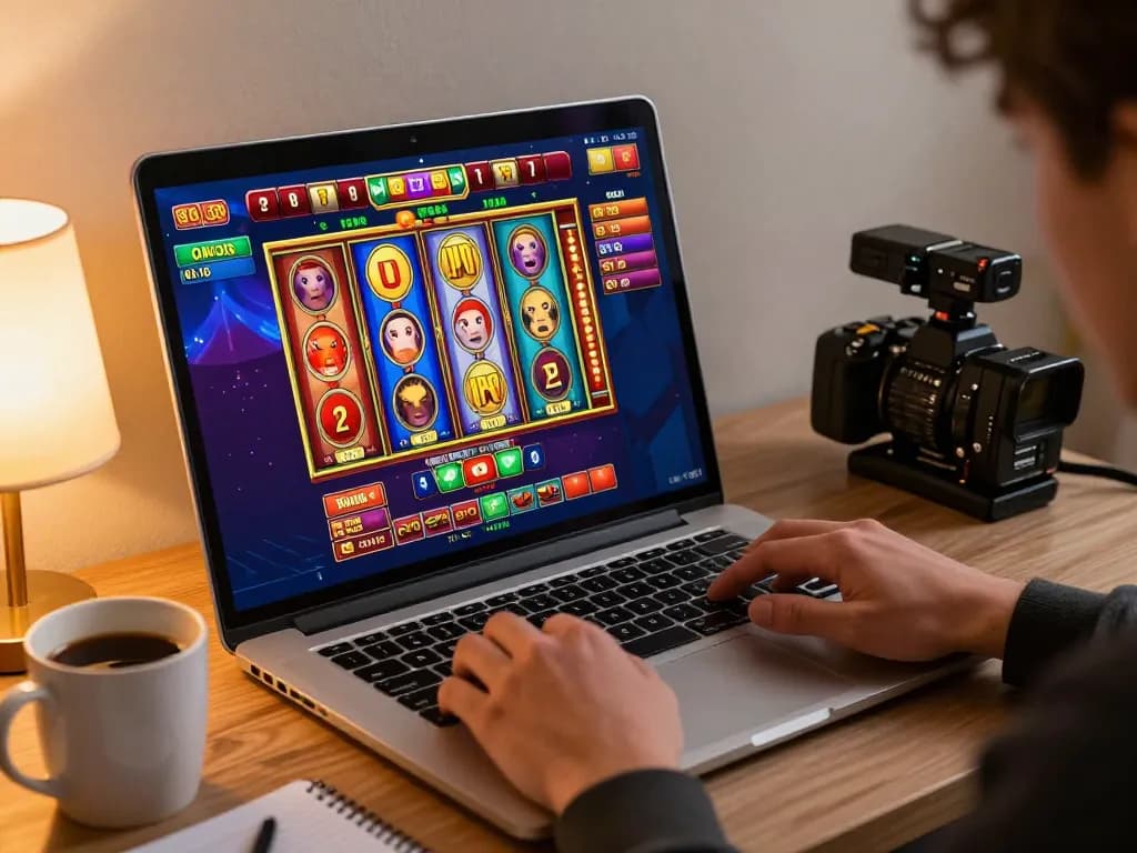 Players enjoying vibrant online slot games at 32win from a cozy home setup, highlighting an engaging gaming experience.