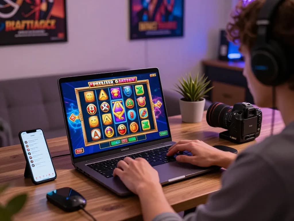 Engaging scene of a player on kdslot enjoying online slot games in a cozy gaming environment.