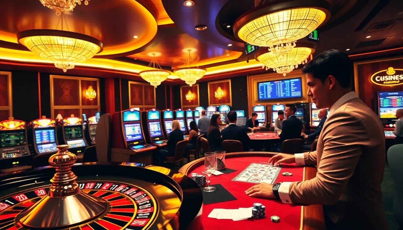 Engage in thrilling gameplay at https://28bets.casino/ with vibrant slot machines and an elegant roulette wheel.