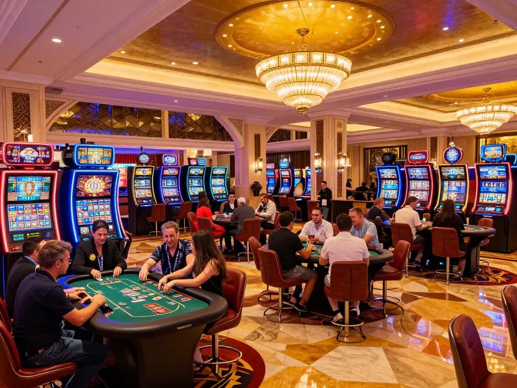 Engaging scene at the Trang chủ Fly88 casino, showcasing players enjoying table games in a vibrant atmosphere.